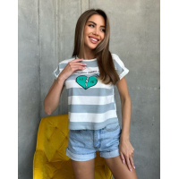 Серый свободный топ из трикотажа с принтом