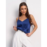 Темно-синий шелковый топ на бретельках
