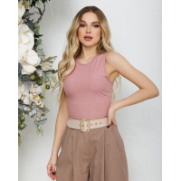 Розовый фактурный топ без рукавов