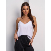 Белый однотонный топ на бретельках