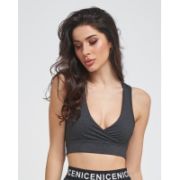 Серый топ с вырезом на спинке