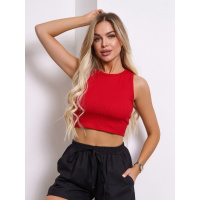 Красный фактурный топ без рукавов