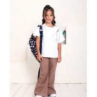 Бежевые вельветовые расклешенные брюки