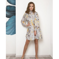 Сіра принтована сукня-трапеція Сіра принтована сукня-трапеція