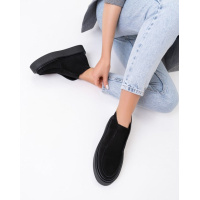 Высокие лоферы из натуральной черной замши