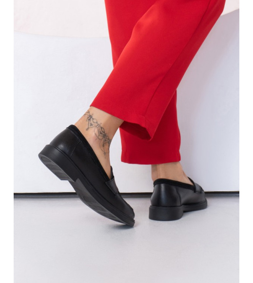Черные комбинированные туфли лоферы