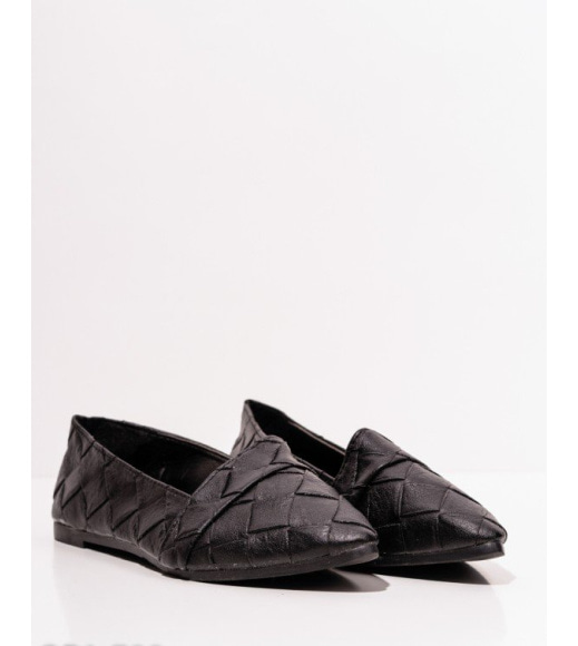 Черные фактурные остроконечные туфли
