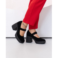 Черные замшевые туфли с прямоугольным носком