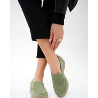 Мятные лоферы из замши