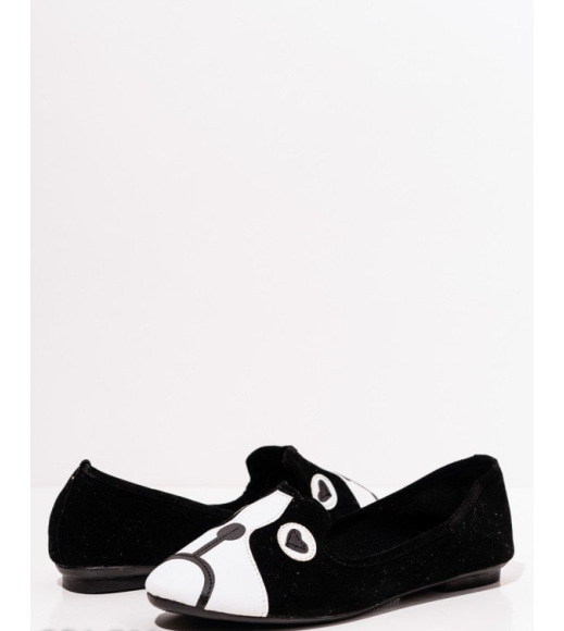 Чорні туфлі з миском у вигляді собачки