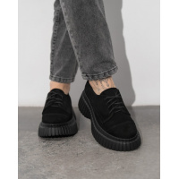 Черные замшевые дерби с высокой подошвой