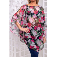 Черная пляжная туника с цветочным принтом Seventeen  651.1421