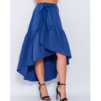 Синяя асимметричная оригинальная юбка на запах