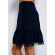 Темно-синяя короткая юбка с воланом и кружевом