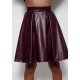 Фиолетовая юбка-полусолнце со сборками из эко-кожи