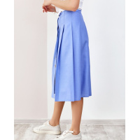 Голубая льняная юбка на пуговицах