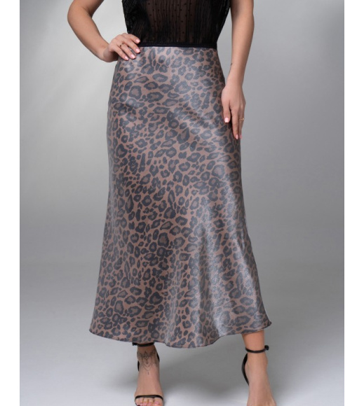 Леопардовая юбка из полированного хлопка
