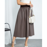 Коричневая кожаная плиссированная юбка