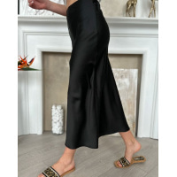 Черная шелковая юбка-колокол в бельевом стиле