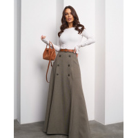 Шерстяная длинная юбка годе в полоску