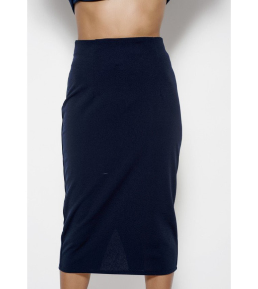 Темно-синяя классическая юбка-карандаш длины миди