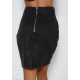 Темно-серая мини юбка из ангоры с вставками из эко-кожи
