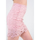 Розовая кружевная юбка-карандаш на трикотажной основе