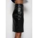 Черная юбка классического кроя из эко-кожи