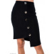 Черная асимметричная юбка-карандаш с крупными пуговицами