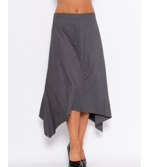 Расклешенная асимметричная юбка серого цвета