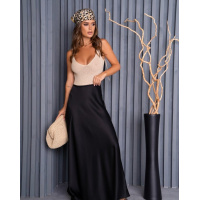 Черная длинная юбка из шелка