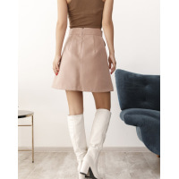 Светло-коричневая кашемировая юбка с карманами