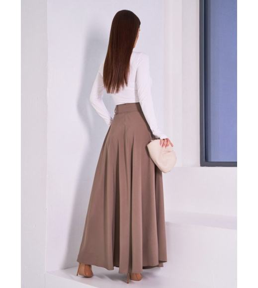 Коричневая юбка клеш макси длины
