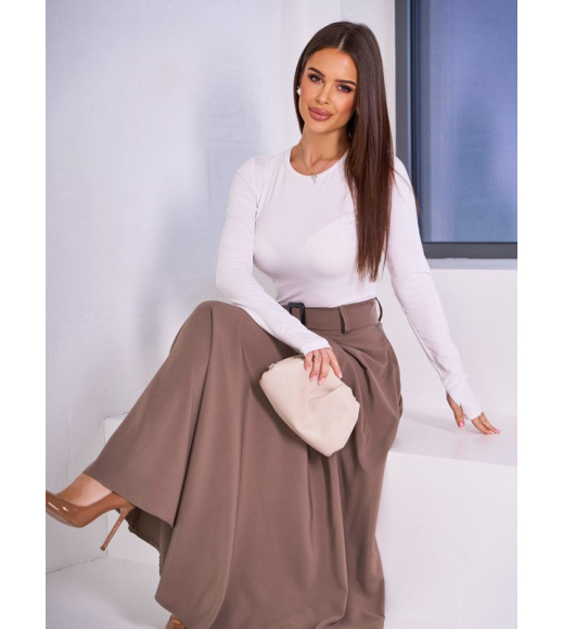 Коричневая юбка клеш макси длины