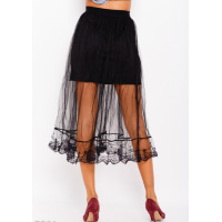 Черная комбинированная юбка с фатином и кружевом