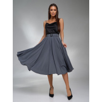 Серая расклешенная юбка-солнце