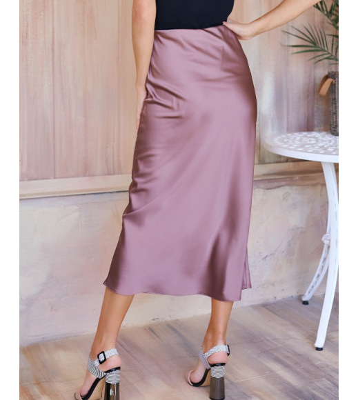 Коричневая шелковая юбка-колокол в бельевом стиле