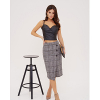 Серая юбка с декоративным запахом