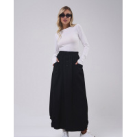 Черная вельветовая юбка с карманами