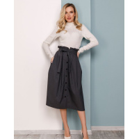 Серая расклешенная юбка на пуговицах