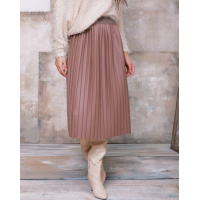 Бежевая кожаная плиссированная юбка