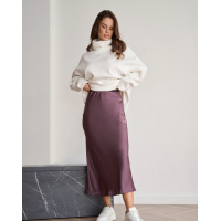 Темно-коричневая шелковая юбка-колокол в бельевом стиле