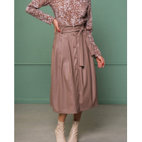 Бежевая кожаная юбка на пуговицах