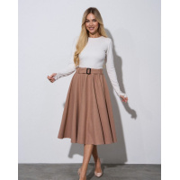 Бежевая шерстяная юбка клеш