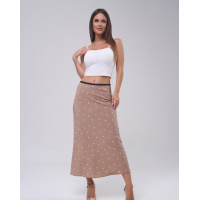 Бежевая юбка в горошек в бельевом стиле